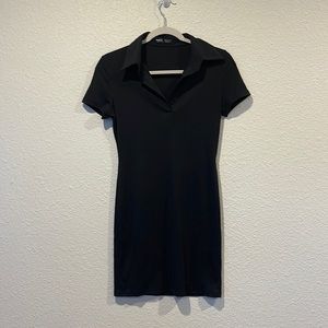 Ribbed mini dress with collar